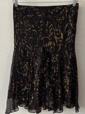 Lauren Ralph Lauren 100% Silk Ruffle Midi Skirt Sz S